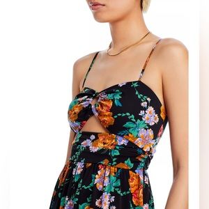 AQUA Sleeveless Cutout Floral Midi Dress